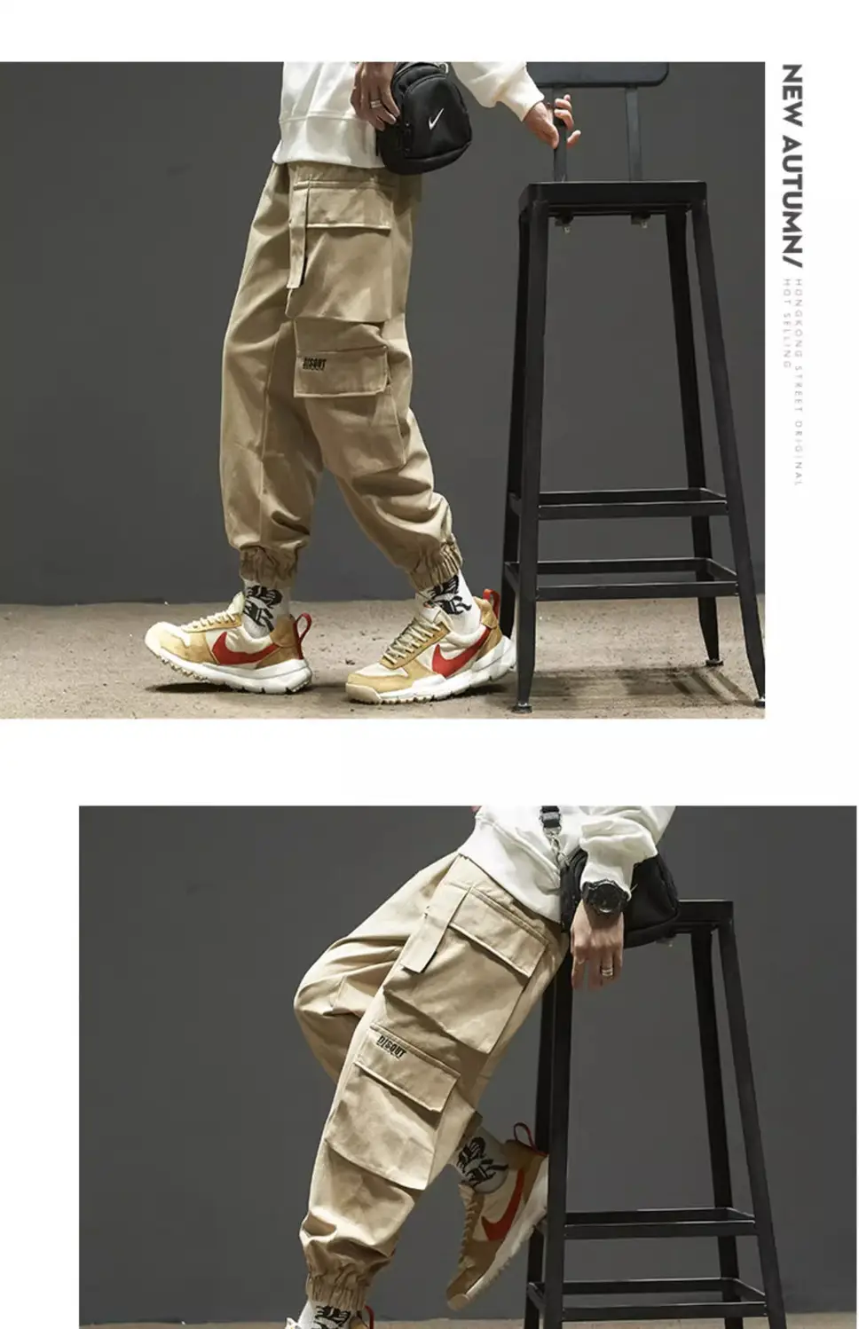 Men Velvet Cargo Pants Black Large Casual Wear — feature 9
