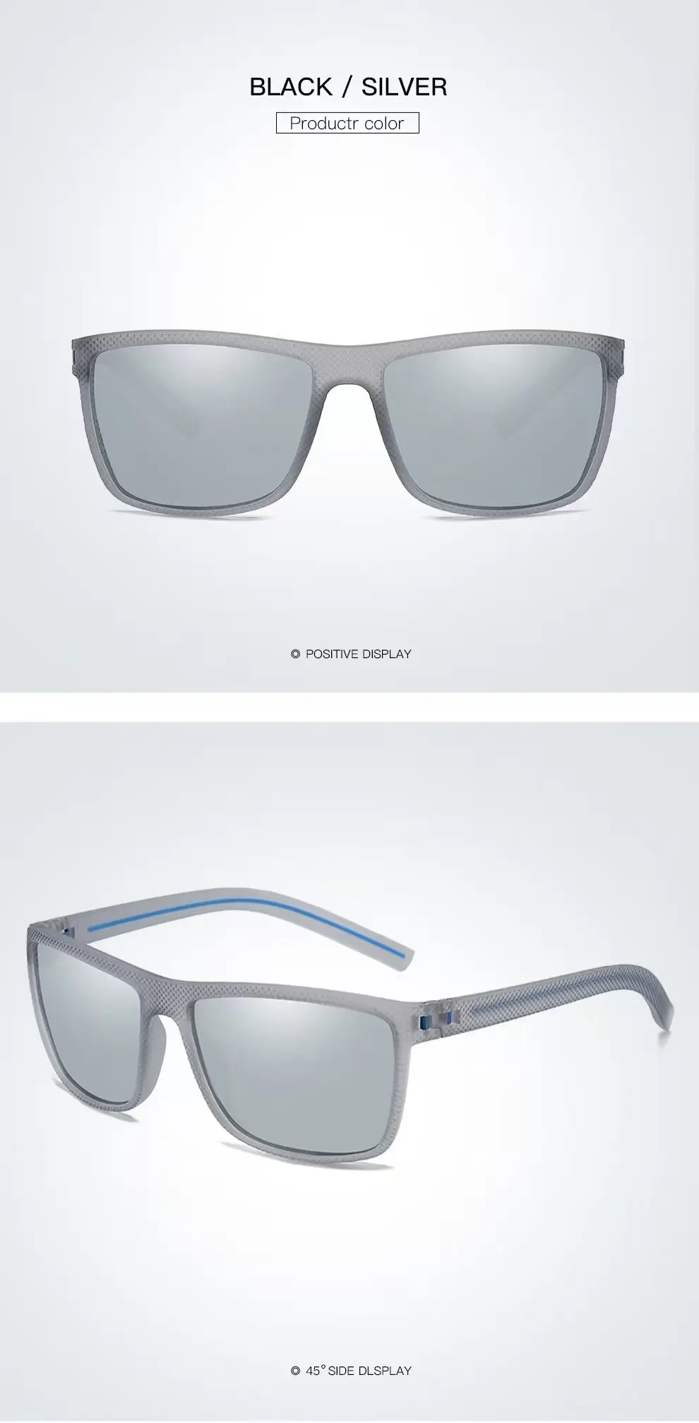 Men Polarized Sunglasses Black Frame White Silver — feature 15