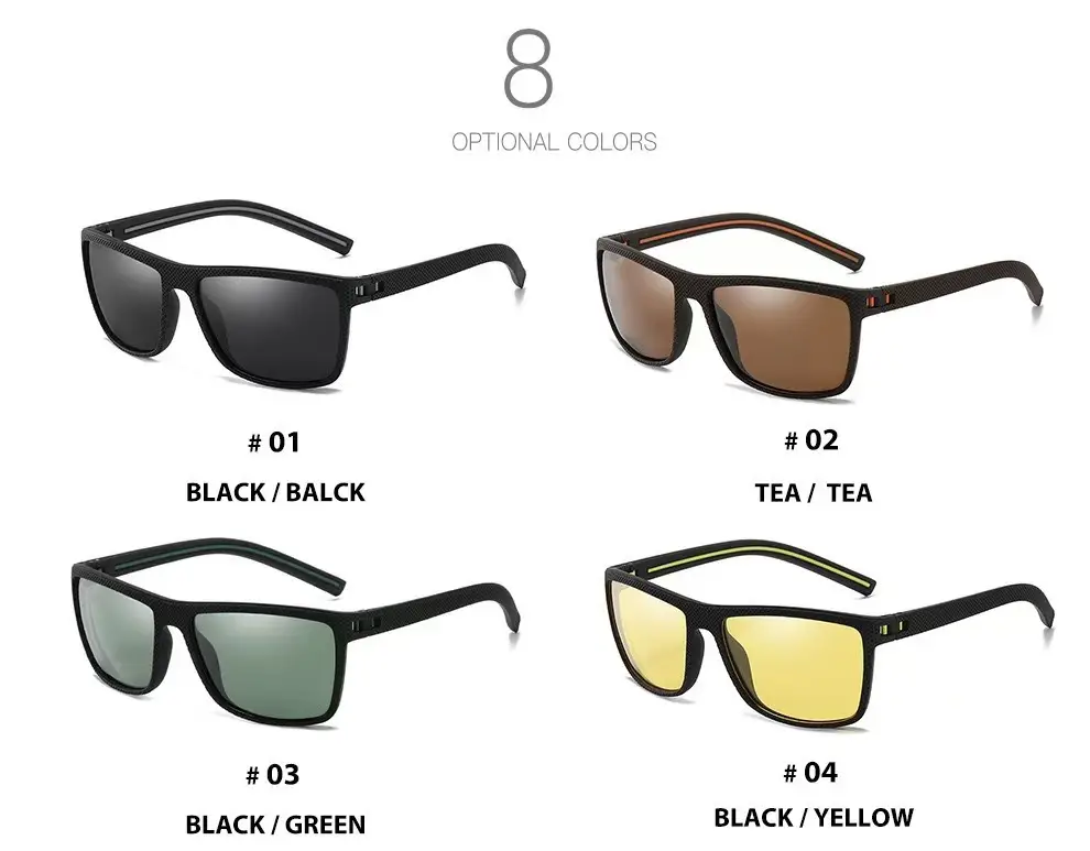 Men Polarized Sunglasses Black Frame White Silver — feature 19