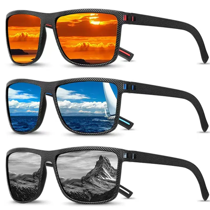 Men Polarized Sunglasses Black Frame White Silver — feature 3