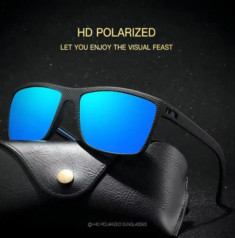 Men Polarized Sunglasses Black Frame White Silver — feature 4
