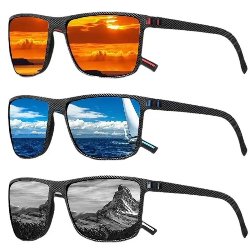 Men Polarized Sunglasses Black Frame White Silver - Image 10