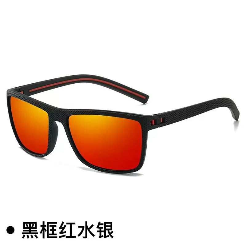 Men Polarized Sunglasses Black Frame White Silver - Image 3
