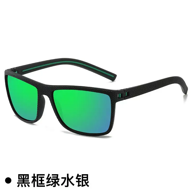 Men Polarized Sunglasses Black Frame White Silver - Image 4