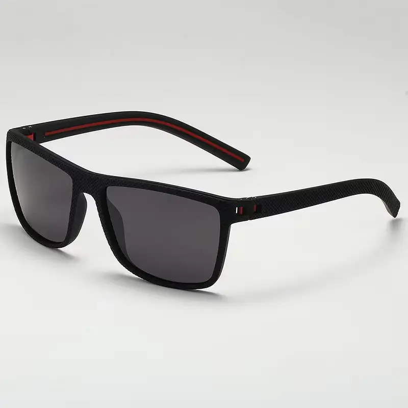 Men Polarized Sunglasses Black Frame White Silver - Image 5