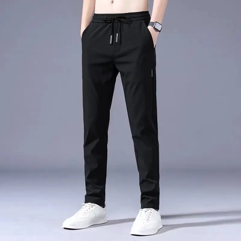 Men's Dark Gray Velvet Straight-leg Pants Winter Casual - Image 4