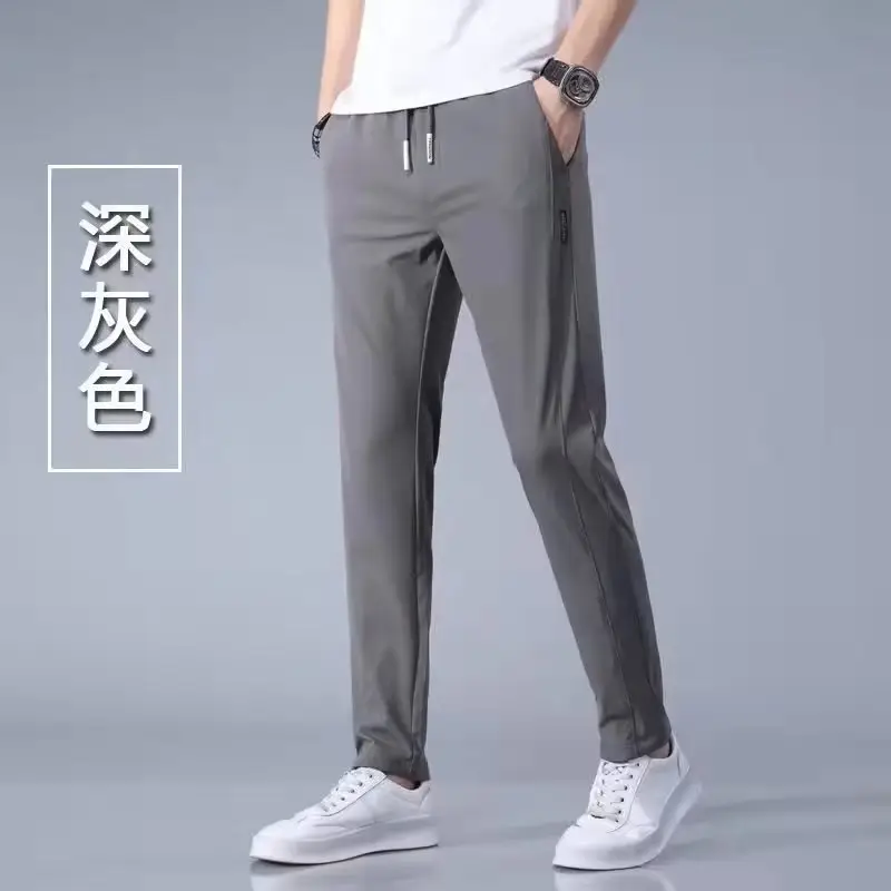 Men's Dark Gray Velvet Straight-leg Pants Winter Casual - Image 6