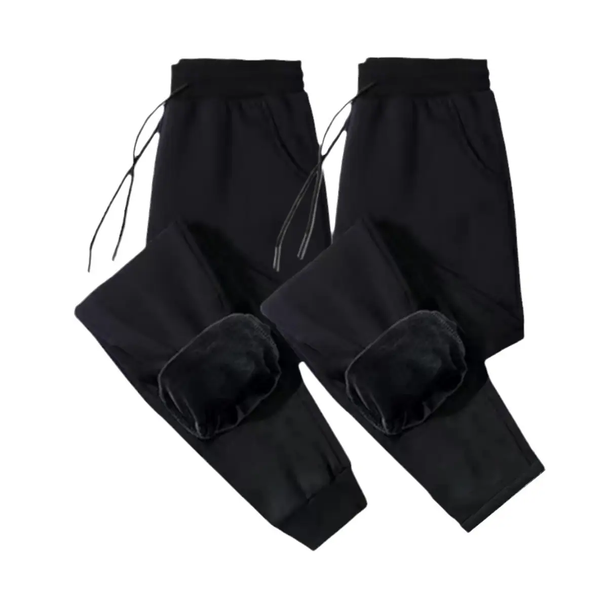 Men's Winter Velvet Spot Pants Black Large - Image 40