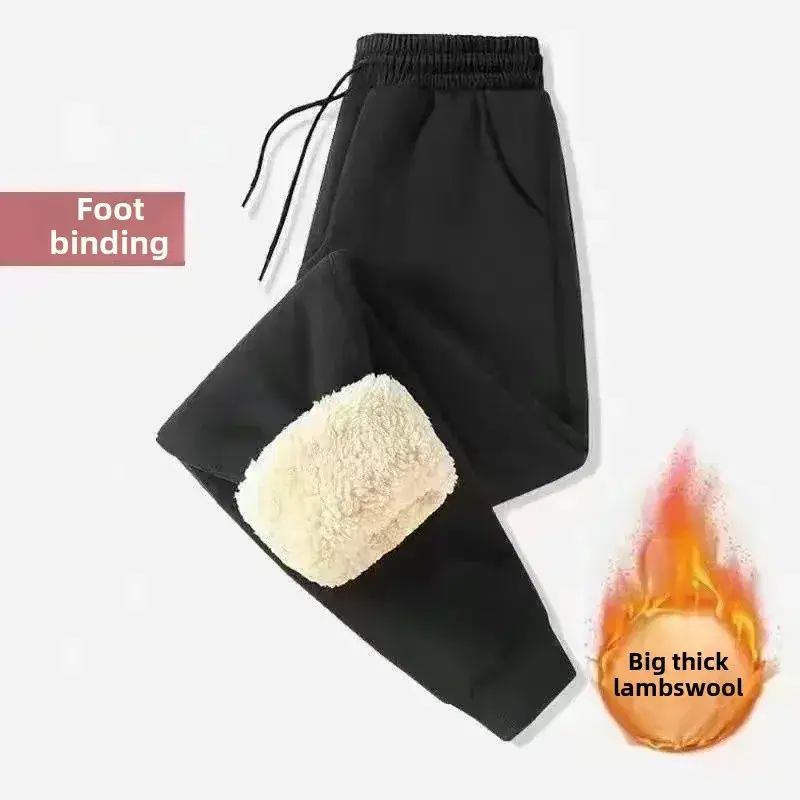 Men's Winter Velvet Spot Pants Black Large - Image 34