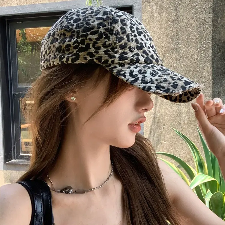 Women Leopard Print Baseball Cap with Wide Brim - Image 4