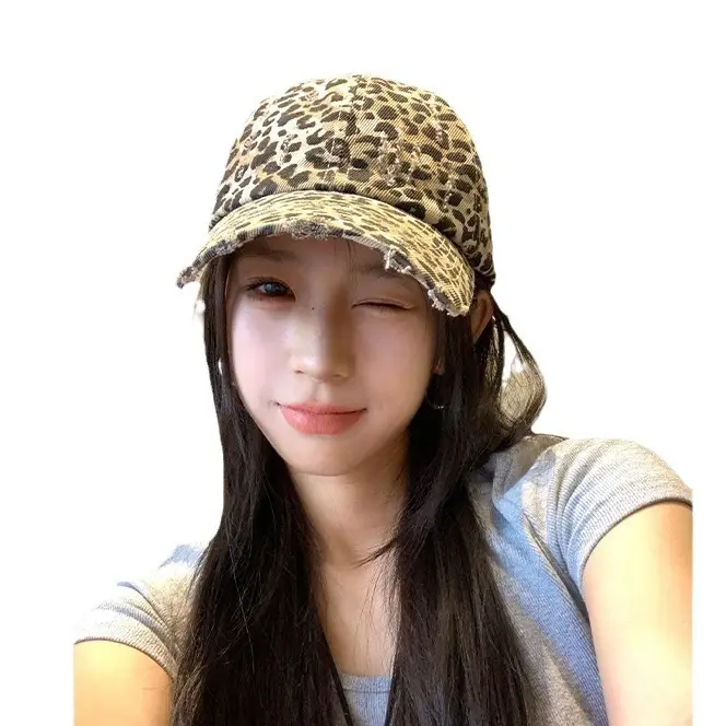 Women Leopard Print Baseball Cap with Wide Brim - Image 6