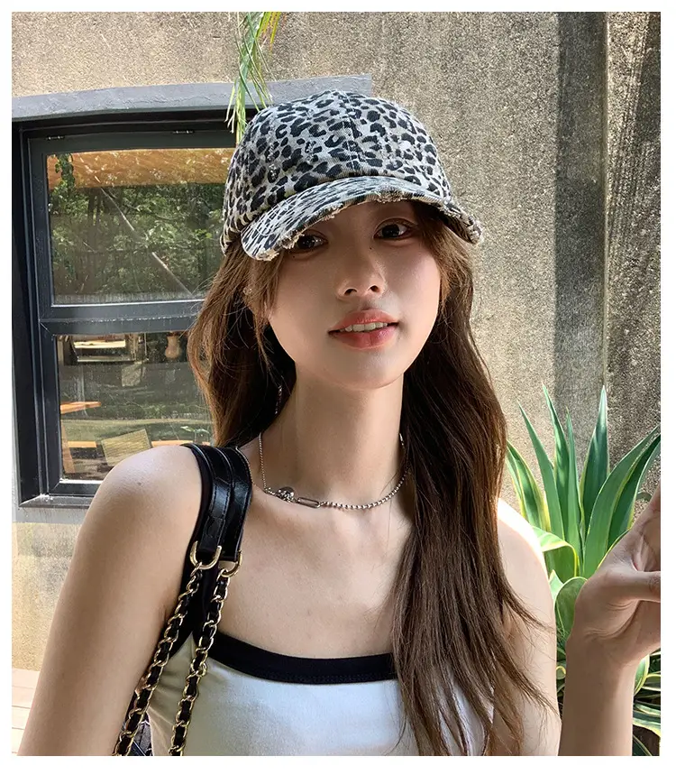 Women Leopard Print Baseball Cap with Wide Brim — feature 16