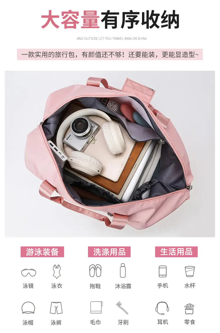 Portable Travel Bag Set Pink & Blue for Women — feature 8