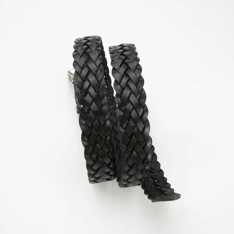 Women's Black Braided Belt with Joker Pin Buckle - Image 3
