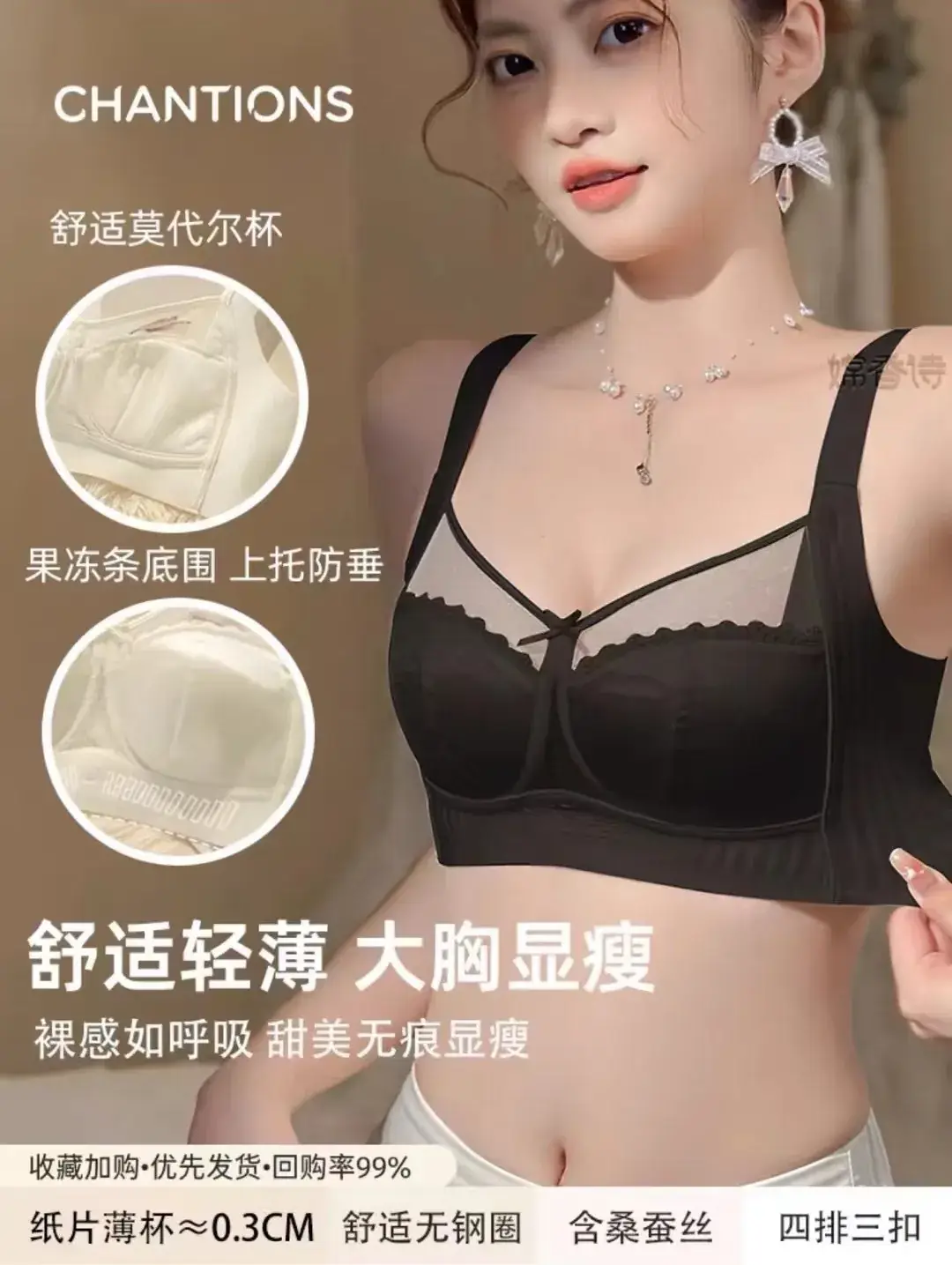 Women's Ultra-Thin Full Cup Bra for Big Chest Summer Wear - Image 2