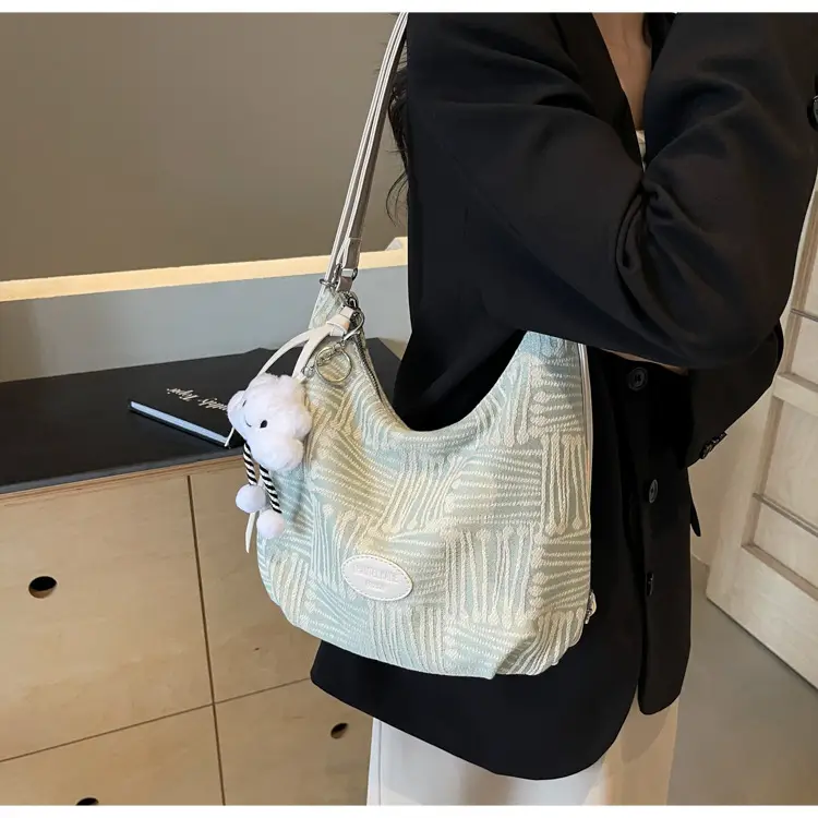Women's Fashionable Striped Backpack with Cute Bear Charm — feature 27