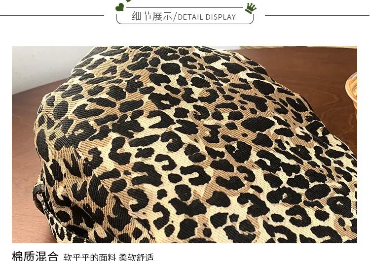 Leopard Print Forward Hat for Women Retro Face Show — feature 5