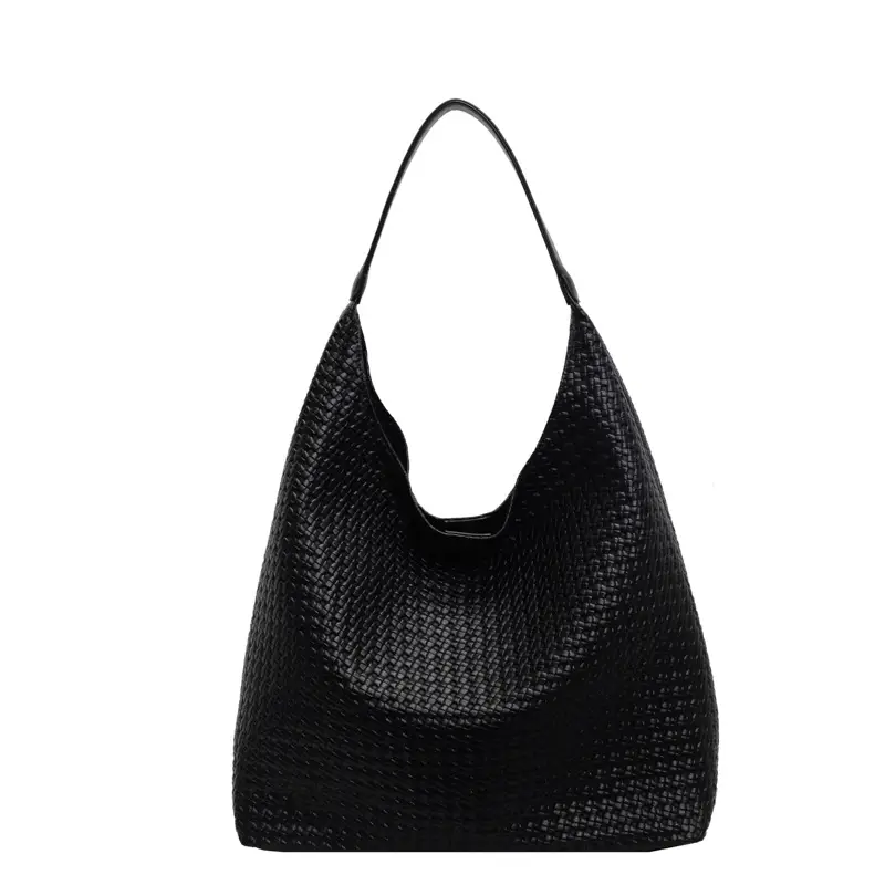 Women's Textured Leather Shoulder Bag Brown Large Capacity - Image 9