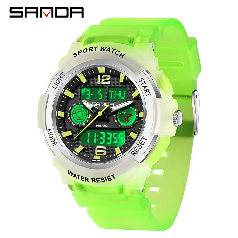 Sanda Sport Watch White Rose Gold 3-Time Zone Waterproof