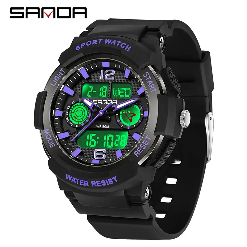 Sanda Sport Watch White Rose Gold 3-Time Zone Waterproof
