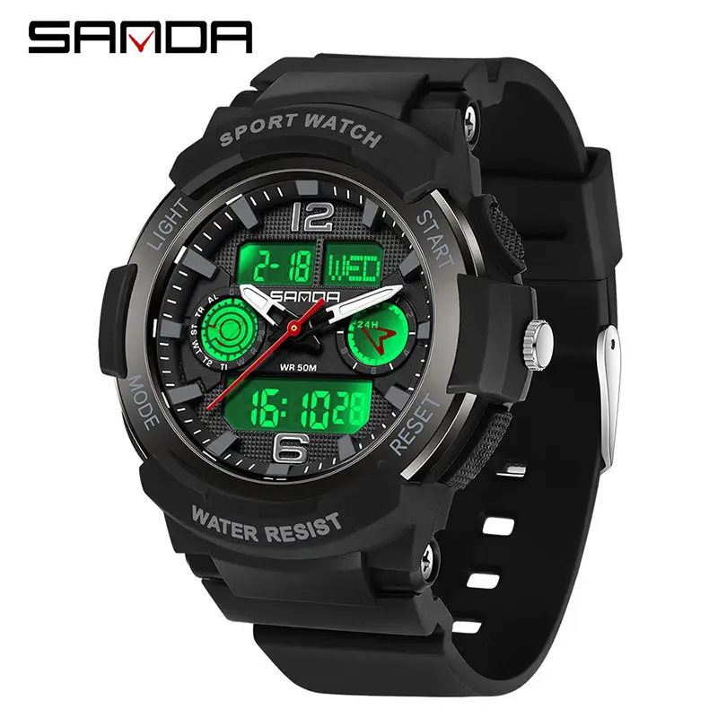 Sanda Sport Watch White Rose Gold 3-Time Zone Waterproof