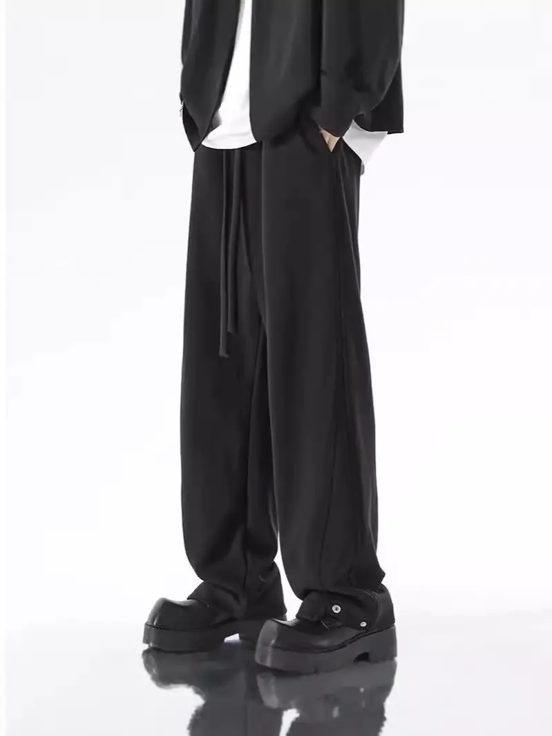 Men's Grey Straight Leg Sweatpants Spring Autumn Loose Fit - Image 5