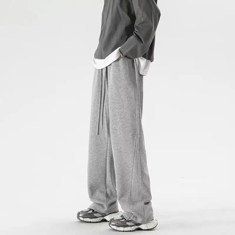 Men's Grey Straight Leg Sweatpants Spring Autumn Loose Fit — feature 10