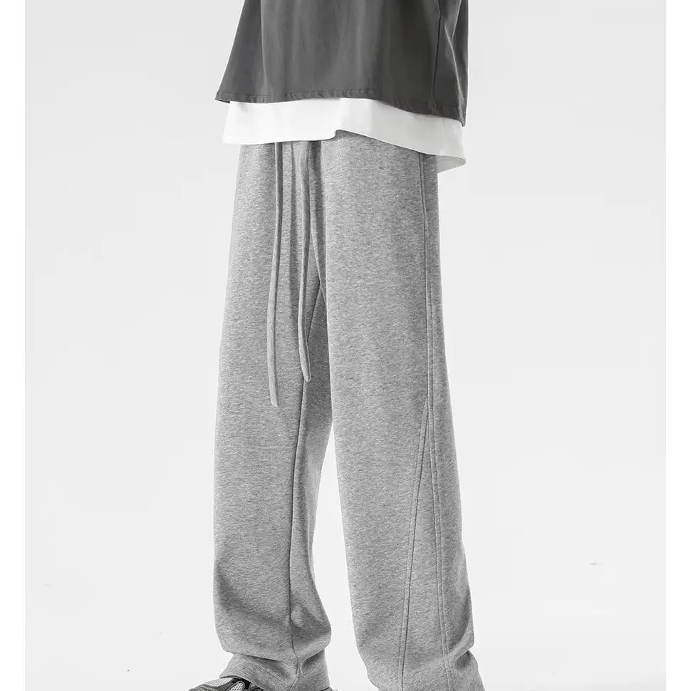 Men's Grey Straight Leg Sweatpants Spring Autumn Loose Fit — feature 11