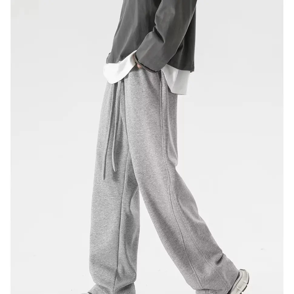 Men's Grey Straight Leg Sweatpants Spring Autumn Loose Fit — feature 12