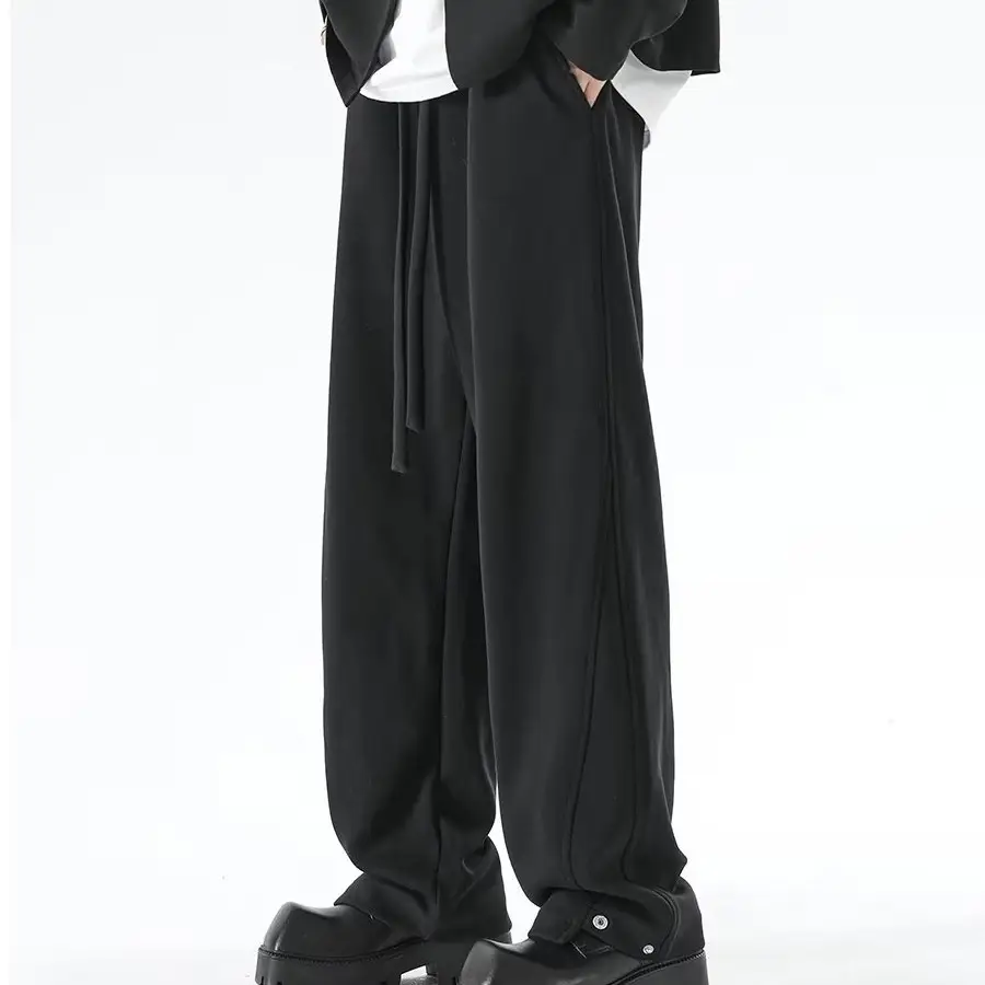 Men's Grey Straight Leg Sweatpants Spring Autumn Loose Fit — feature 13