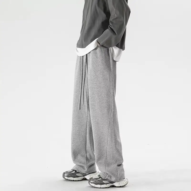 Men's Grey Straight Leg Sweatpants Spring Autumn Loose Fit — feature 16