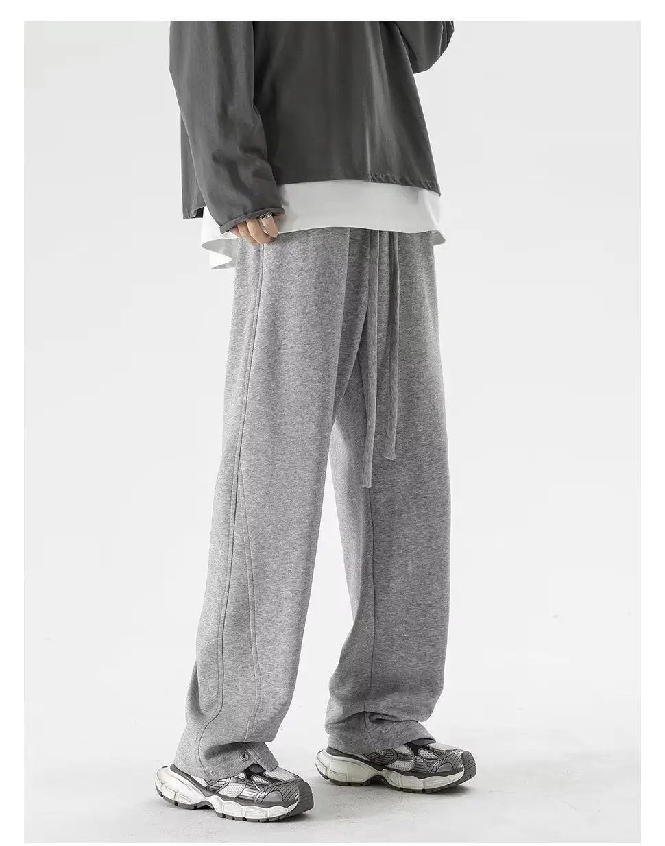 Men's Grey Straight Leg Sweatpants Spring Autumn Loose Fit — feature 20