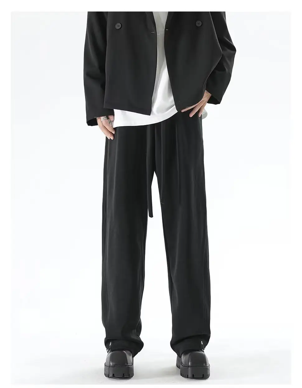 Men's Grey Straight Leg Sweatpants Spring Autumn Loose Fit — feature 23