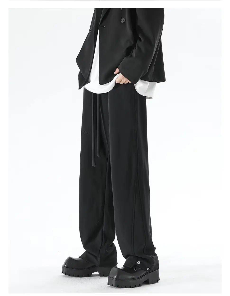 Men's Grey Straight Leg Sweatpants Spring Autumn Loose Fit — feature 24