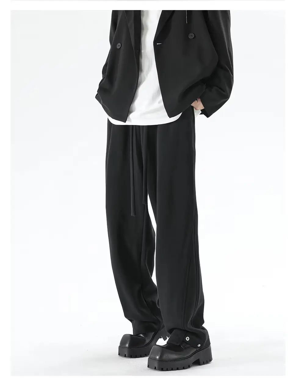 Men's Grey Straight Leg Sweatpants Spring Autumn Loose Fit — feature 25