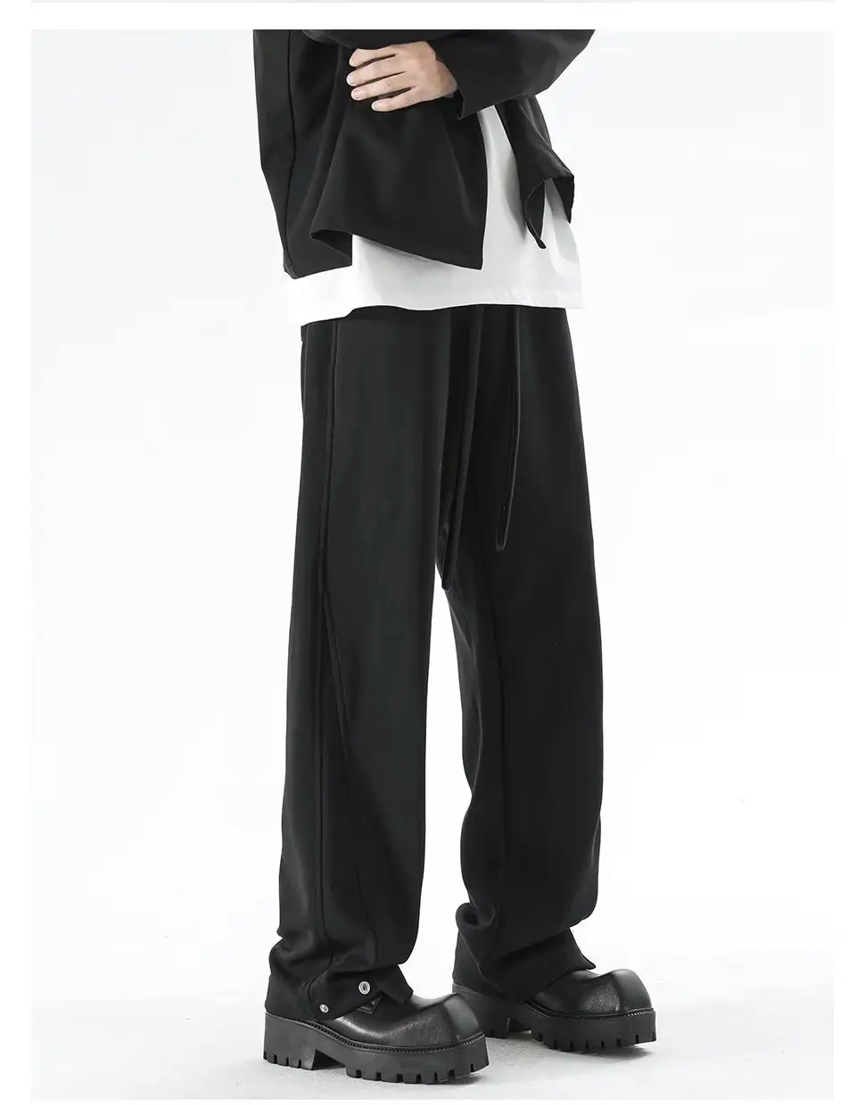 Men's Grey Straight Leg Sweatpants Spring Autumn Loose Fit — feature 26
