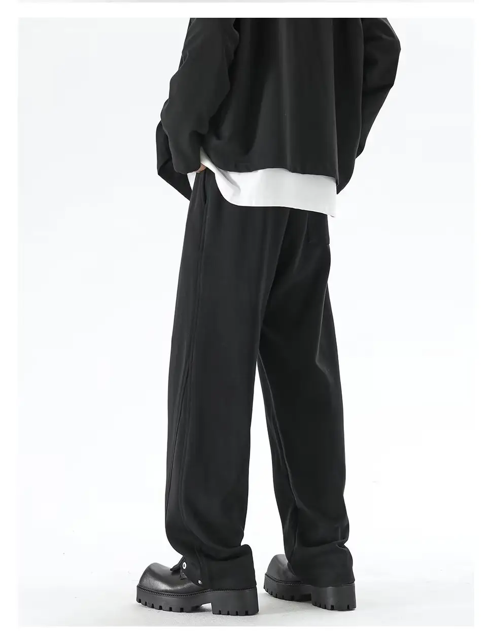 Men's Grey Straight Leg Sweatpants Spring Autumn Loose Fit — feature 27