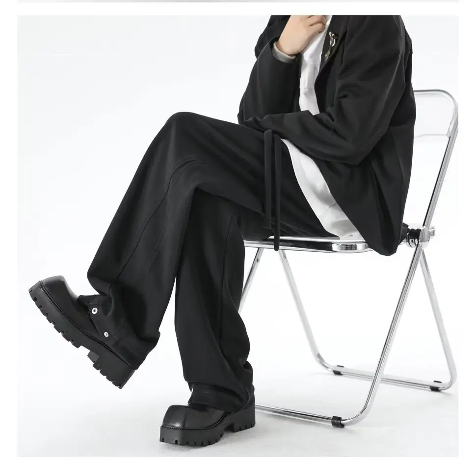 Men's Grey Straight Leg Sweatpants Spring Autumn Loose Fit — feature 28
