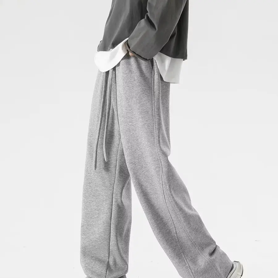 Men's Grey Straight Leg Sweatpants Spring Autumn Loose Fit — feature 8