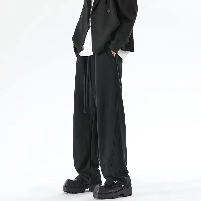 Men's Grey Straight Leg Sweatpants Spring Autumn Loose Fit — feature 9