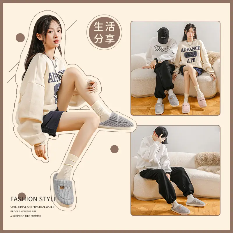 Women Winter Wool Slippers Grey New 2025 - Image 9
