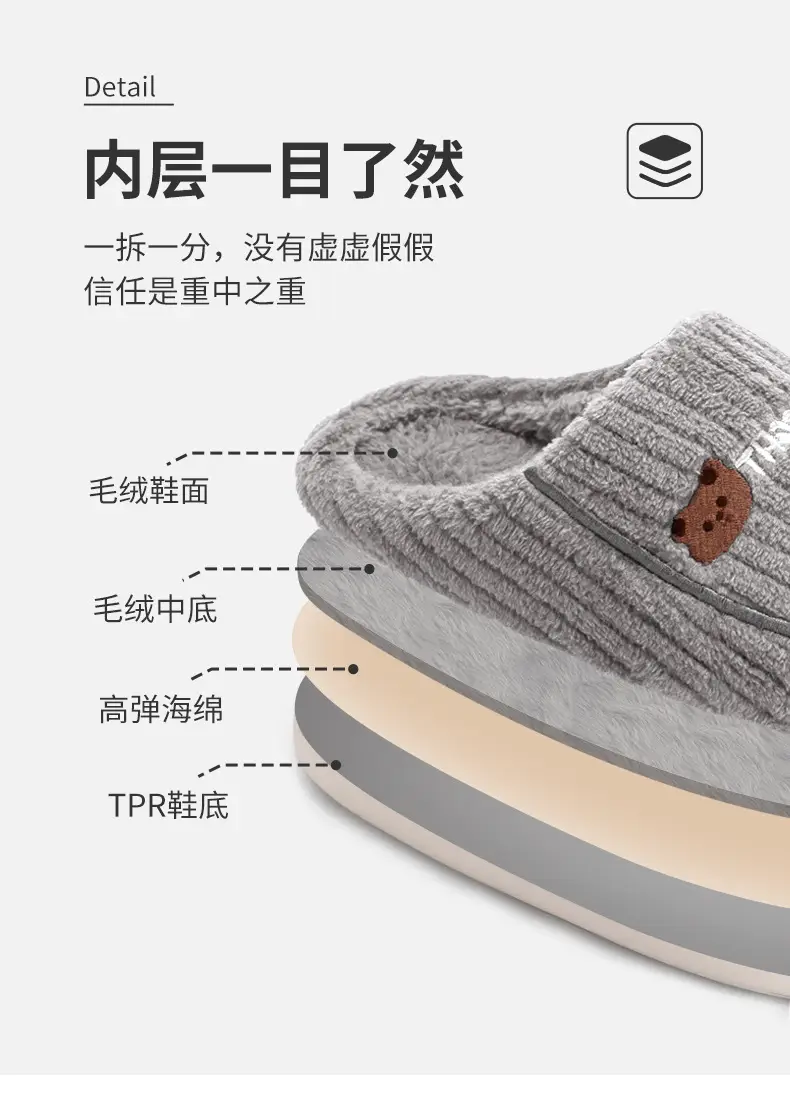 Women Winter Wool Slippers Grey New 2025 — feature 5