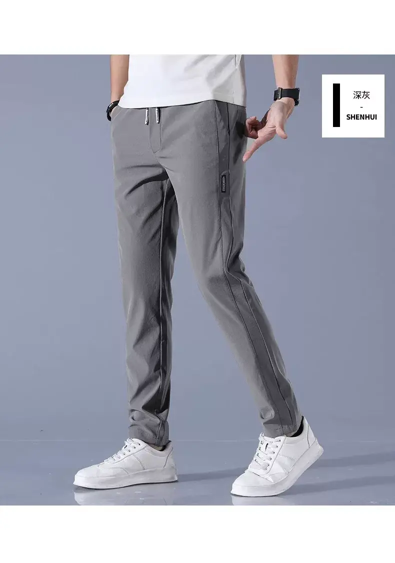 Men's Ice Silk Slim Fit Pants Grey — feature 10