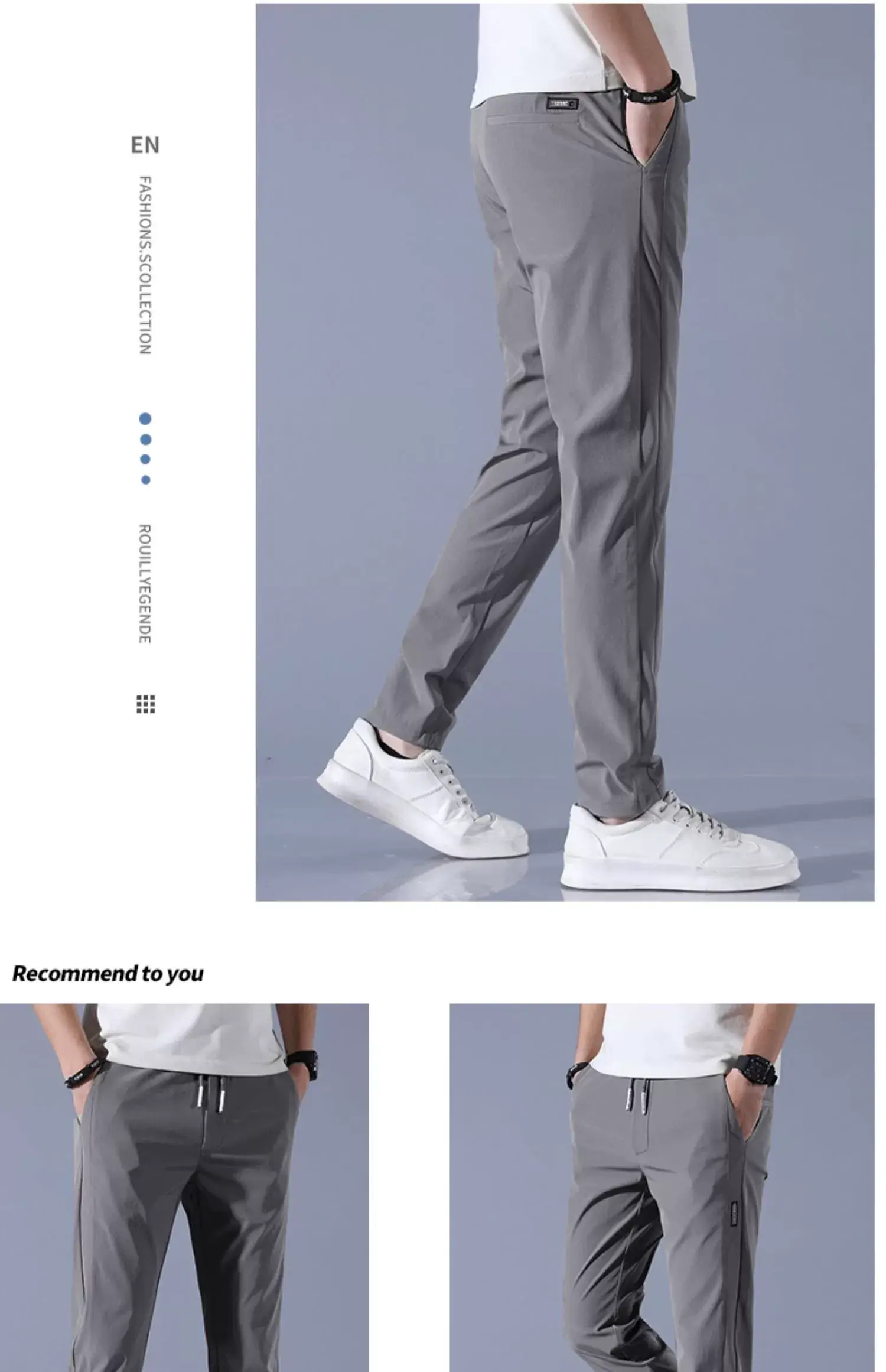 Men's Ice Silk Slim Fit Pants Grey — feature 11