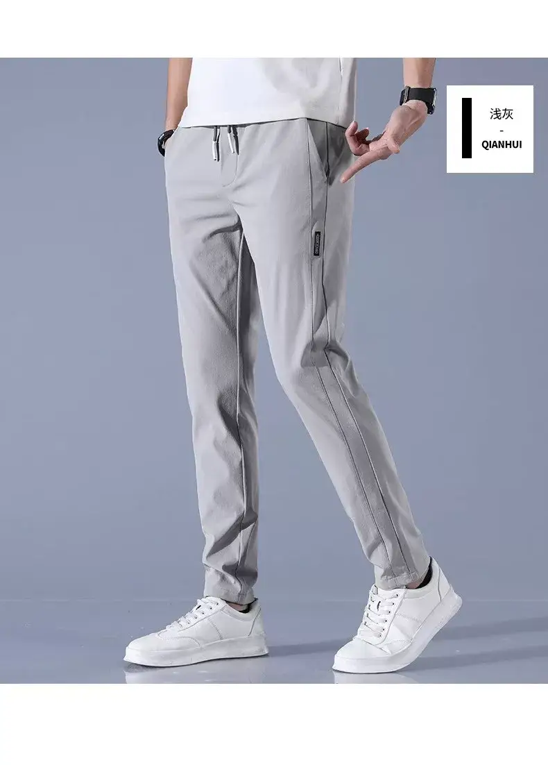 Men's Ice Silk Slim Fit Pants Grey — feature 13