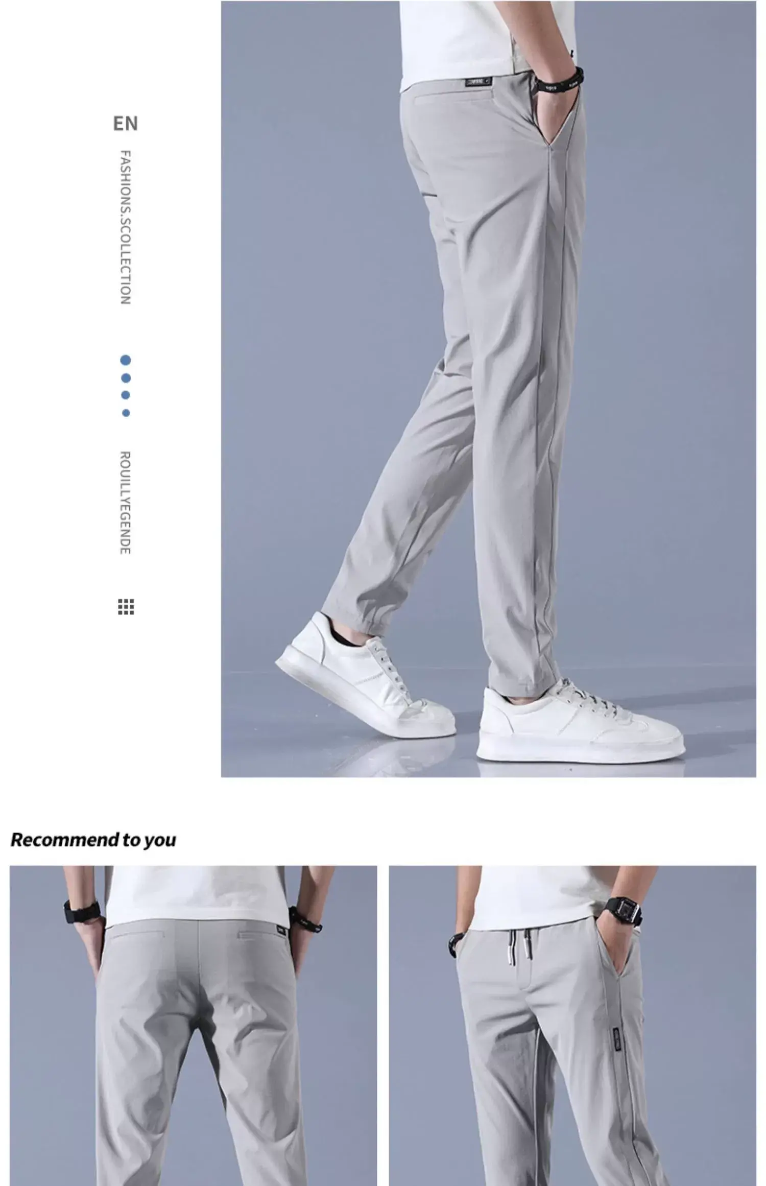 Men's Ice Silk Slim Fit Pants Grey — feature 14