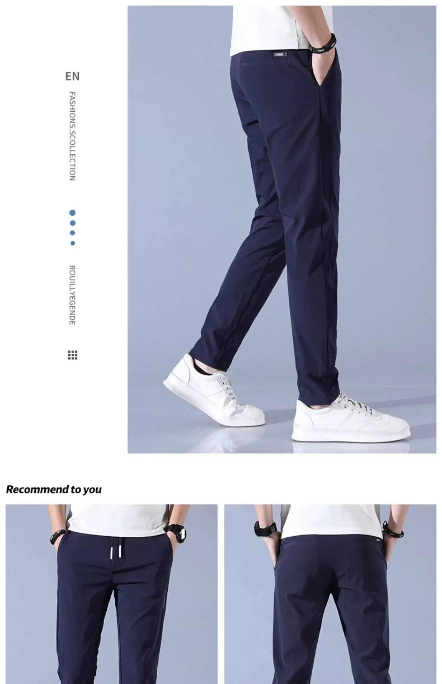 Men's Ice Silk Slim Fit Pants Grey — feature 17