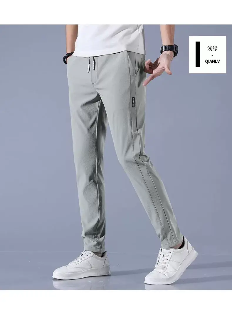Men's Ice Silk Slim Fit Pants Grey — feature 22