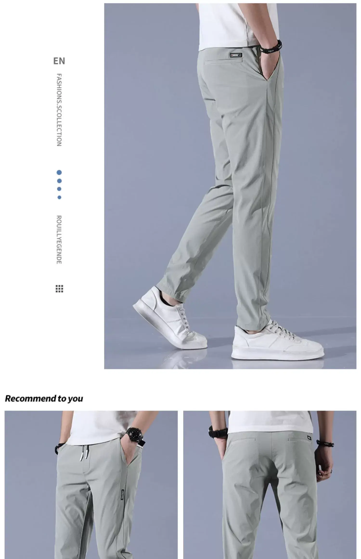 Men's Ice Silk Slim Fit Pants Grey — feature 23