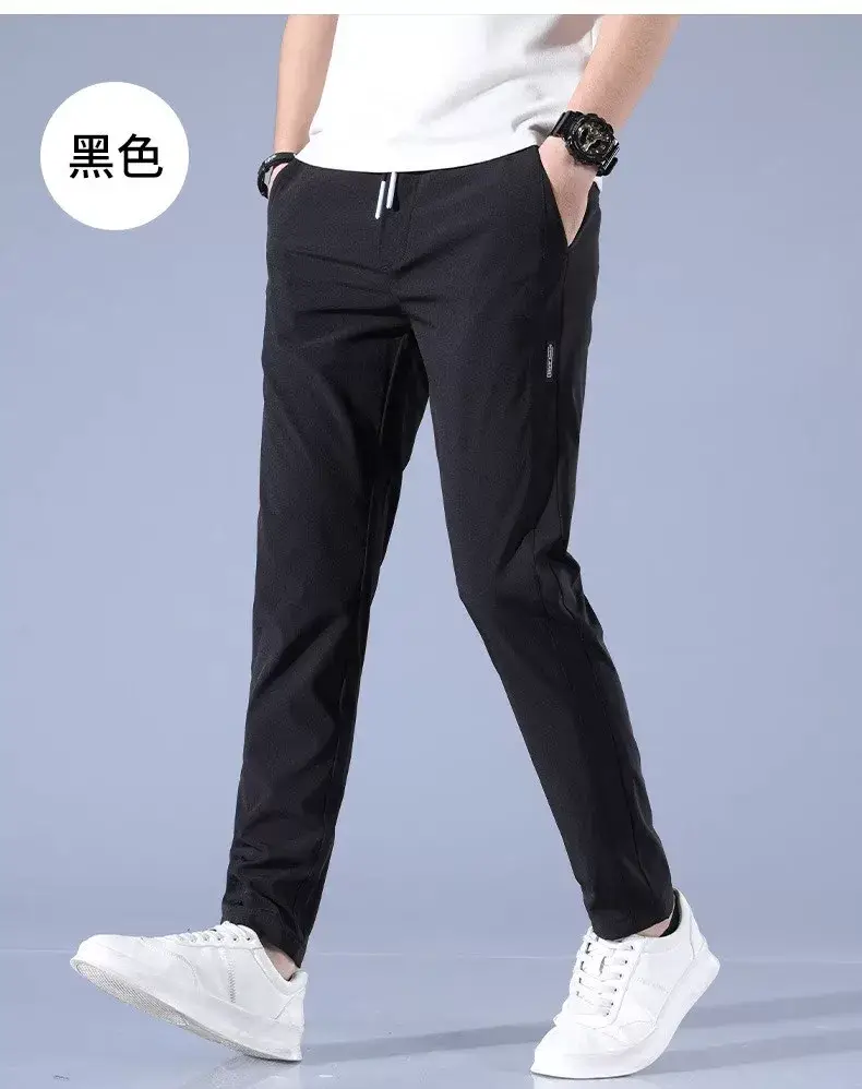 Men's Ice Silk Slim Fit Pants Grey — feature 6
